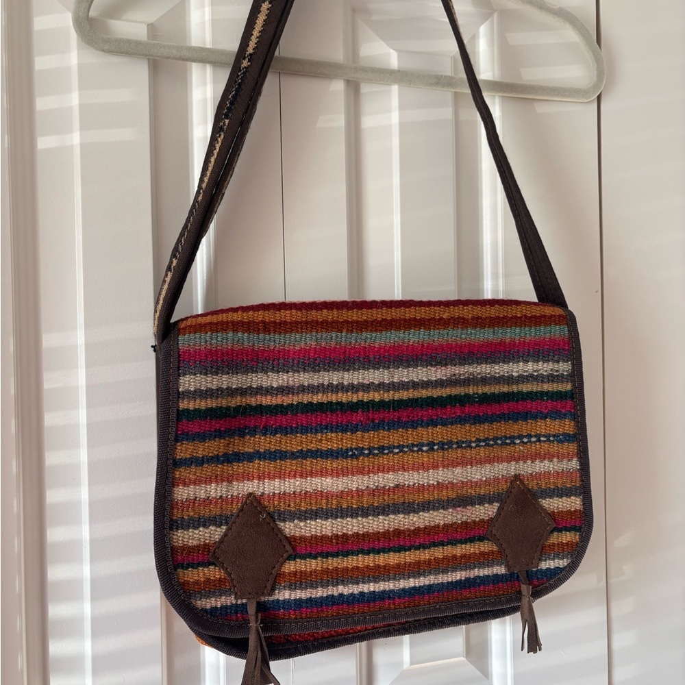 Handmade Boho Crossbody Bag Woven Stripe Shoulder Purse Ethnic Artisan - Picture 3 of 12